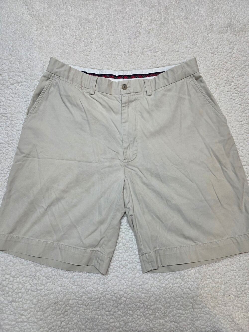 Men's Flat Front Tan Shorts - Lightweight Everyday Wear size 34